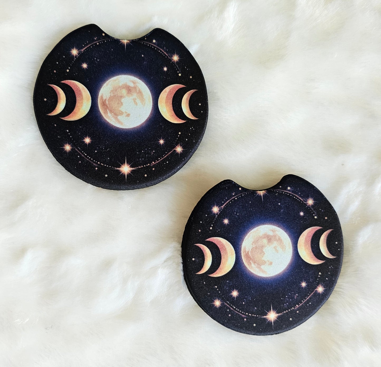 Celestial Moon Cosmic 2 Pack Neoprene Car Coaster Set