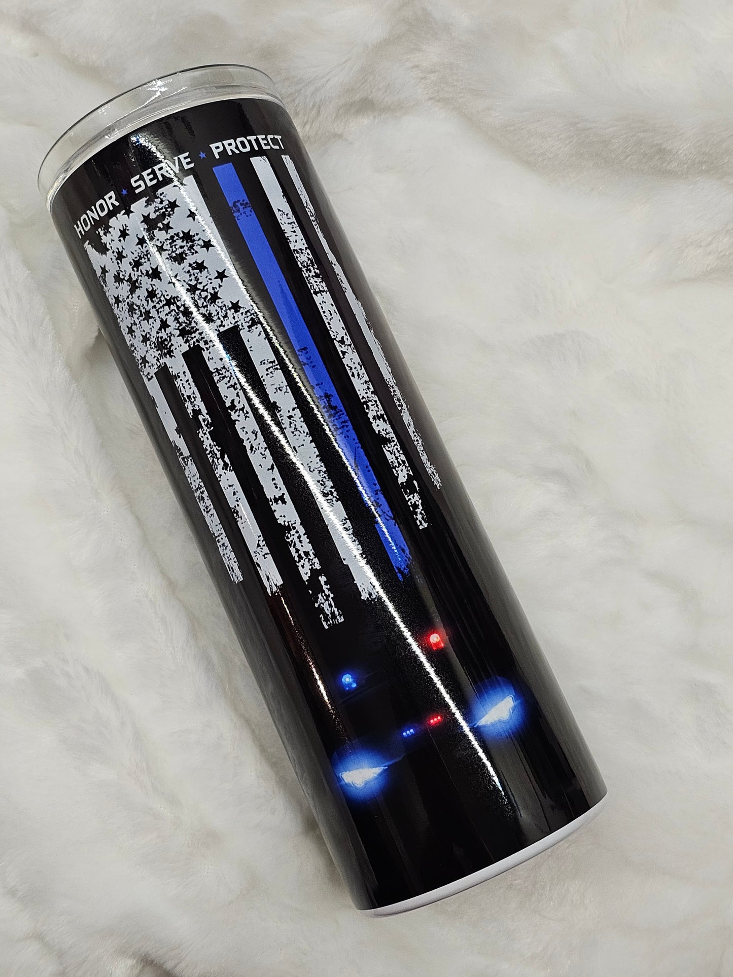 Police Back the Blue American Flag Sublimation Tumbler - Imperfect