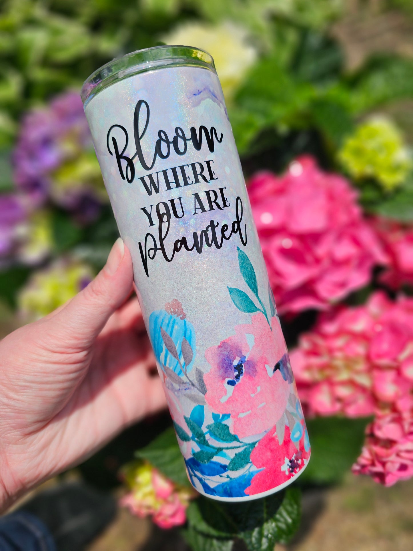 Holographic Bloom Where You Are Planted Floral 20oz Skinny Tumbler