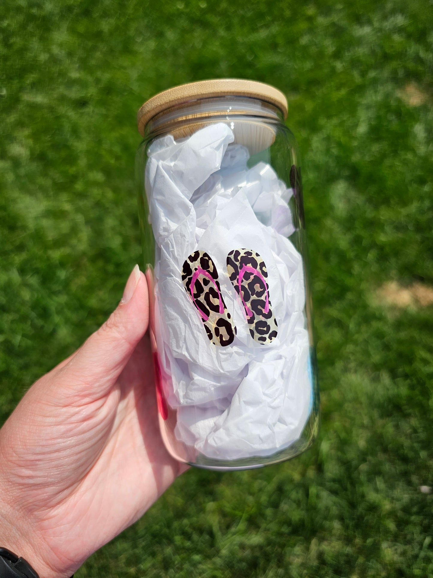 16 oz Sublimation Clear Glass Can Life Is Better In Flip Flops - Imperfect