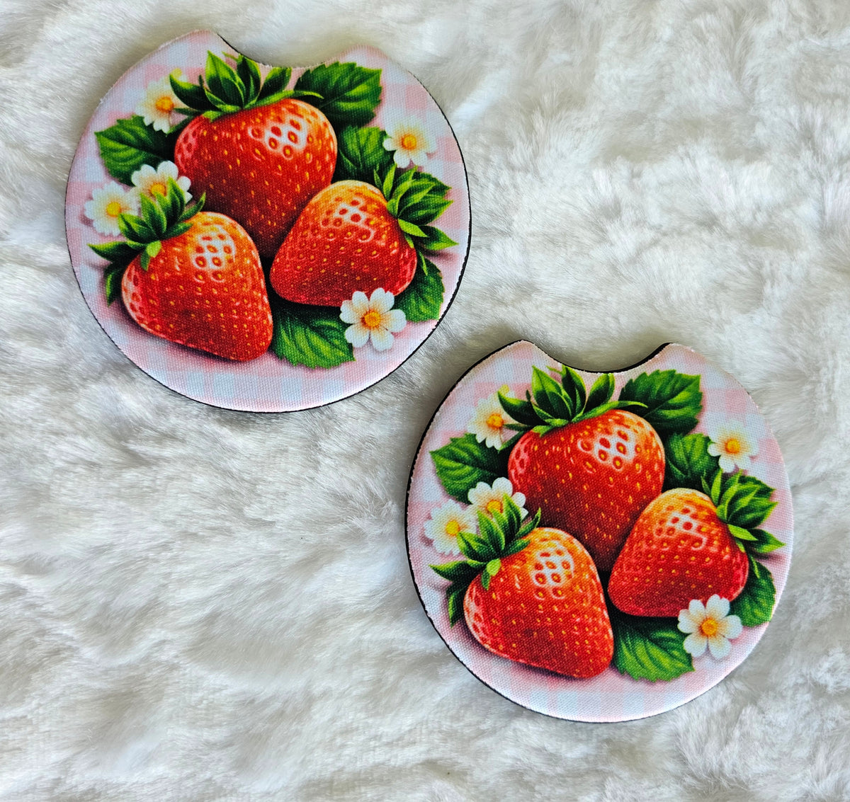 Strawberries 2 Pack Neoprene Car Coaster Set