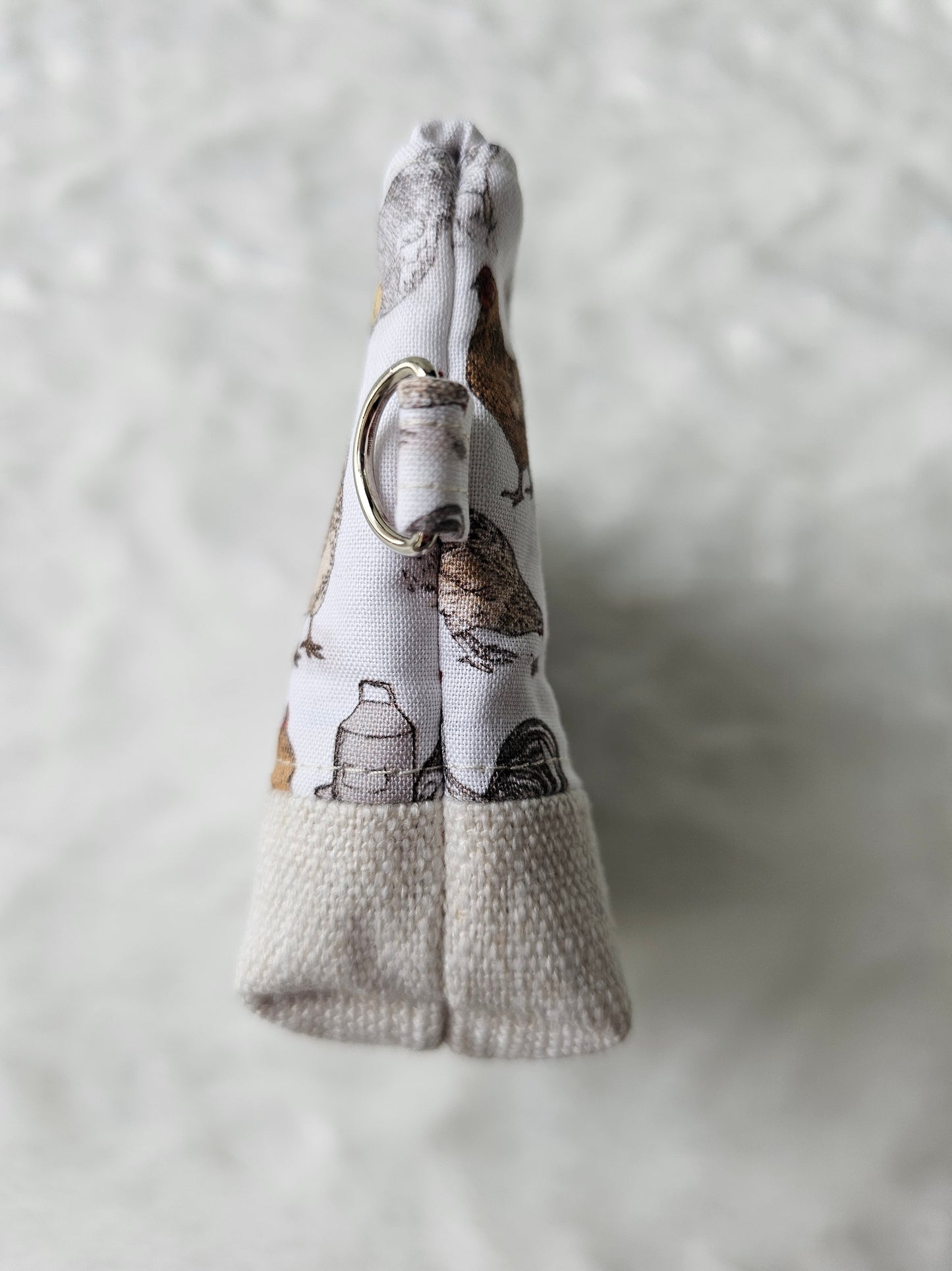 Chicken Poultry Coup Handmade Mini D-Ring Zipper Pouch