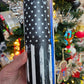 20 oz Police Thin Blue Line American Flag Glow-in-the-Dark Blue Sublimation Tumbler