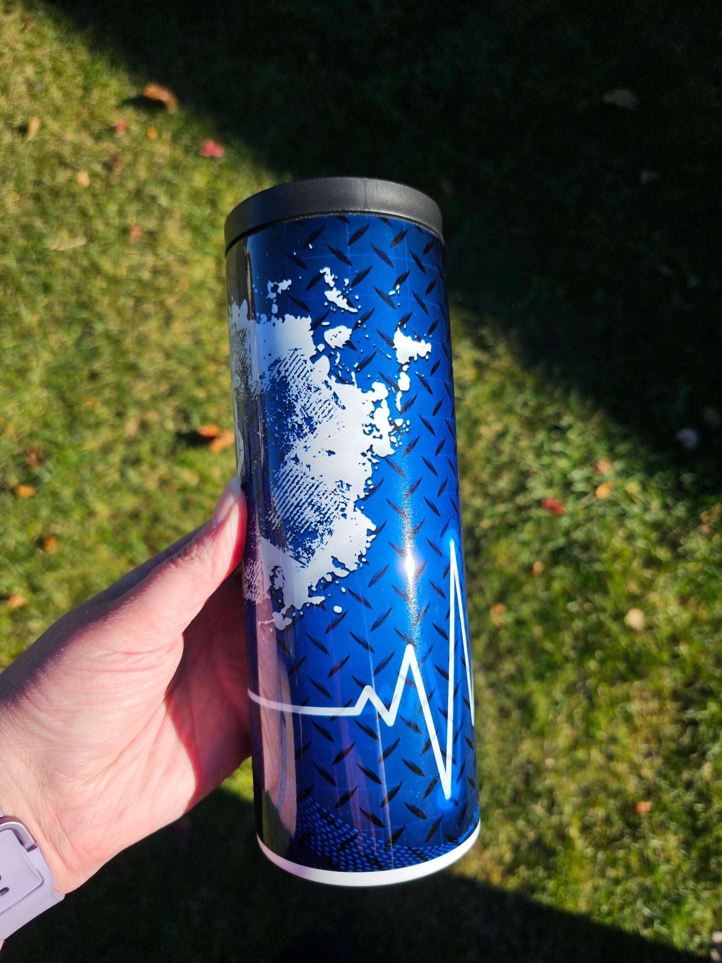 25 oz EMS Star of Life Blue Diamond Plate Sublimation Tumbler - Imperfect