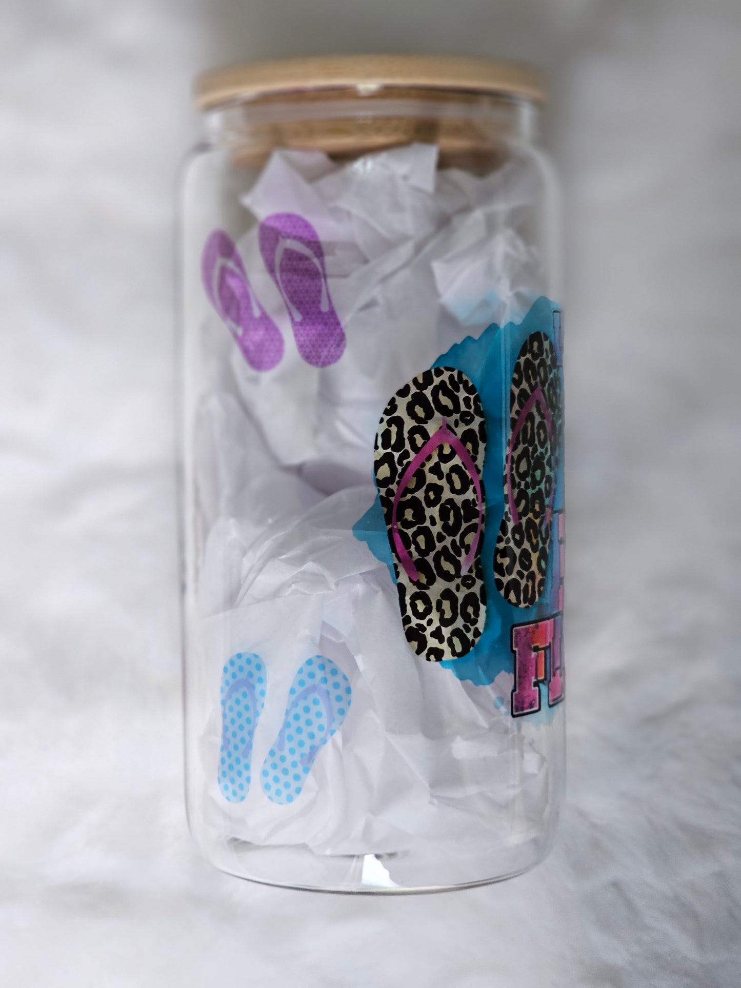 16oz Sublimation Clear Glass Can Life Is Better In Flip Flops - Imperfect