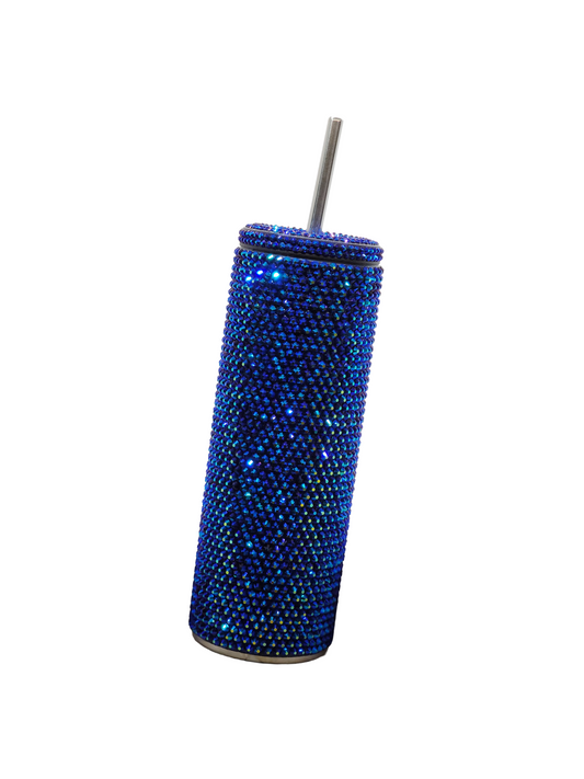 20 oz Slurp Jet Blue Aurora Borealis Rhinestone Tumbler