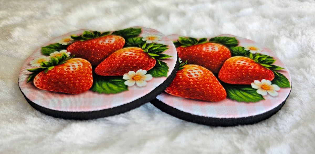 Strawberries 2 Pack Neoprene Car Coaster Set