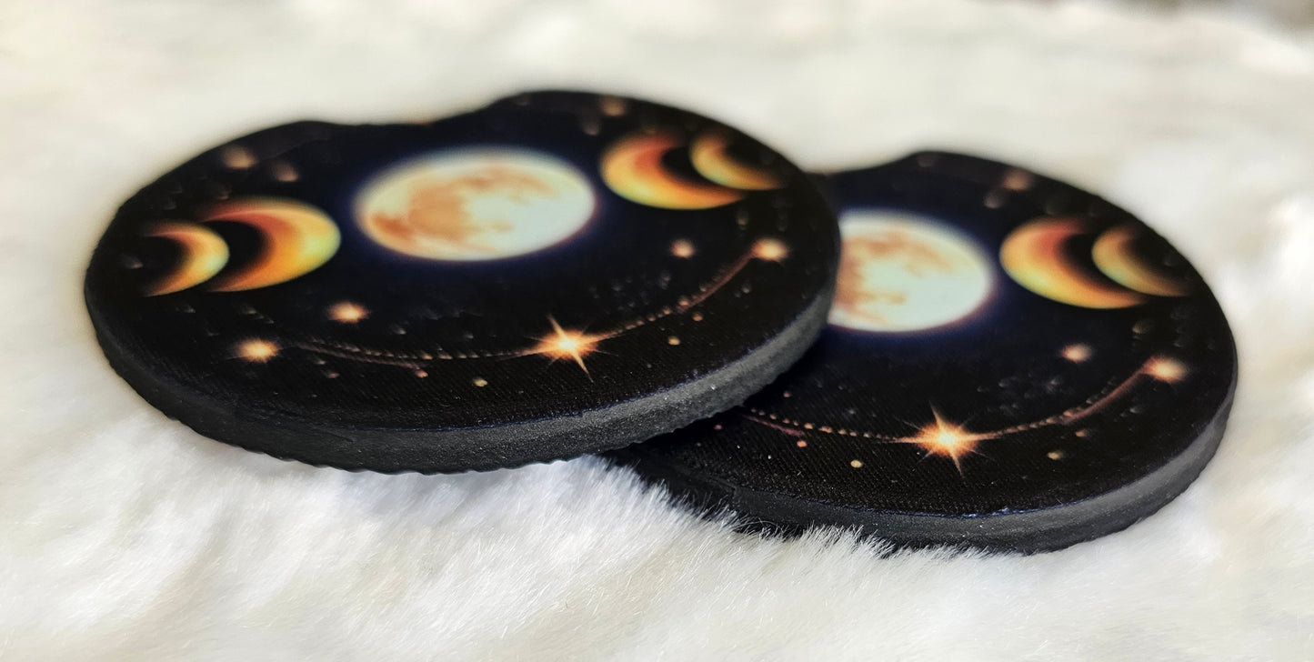 Celestial Moon Cosmic 2 Pack Neoprene Car Coaster Set