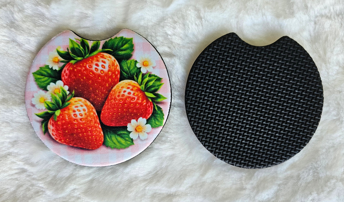 Strawberries 2 Pack Neoprene Car Coaster Set