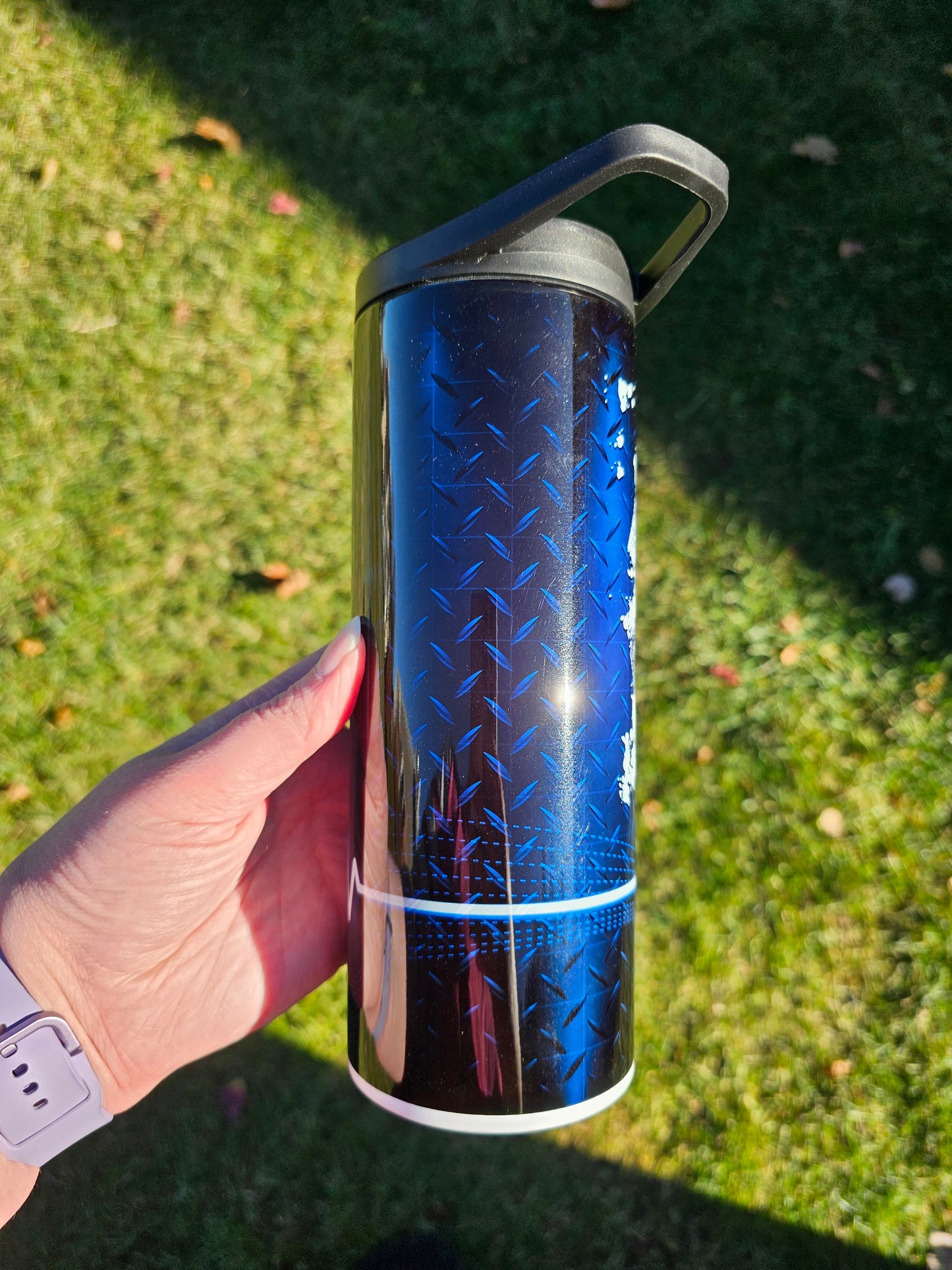 25 oz EMS Star of Life Blue Diamond Plate Sublimation Tumbler - Imperfect