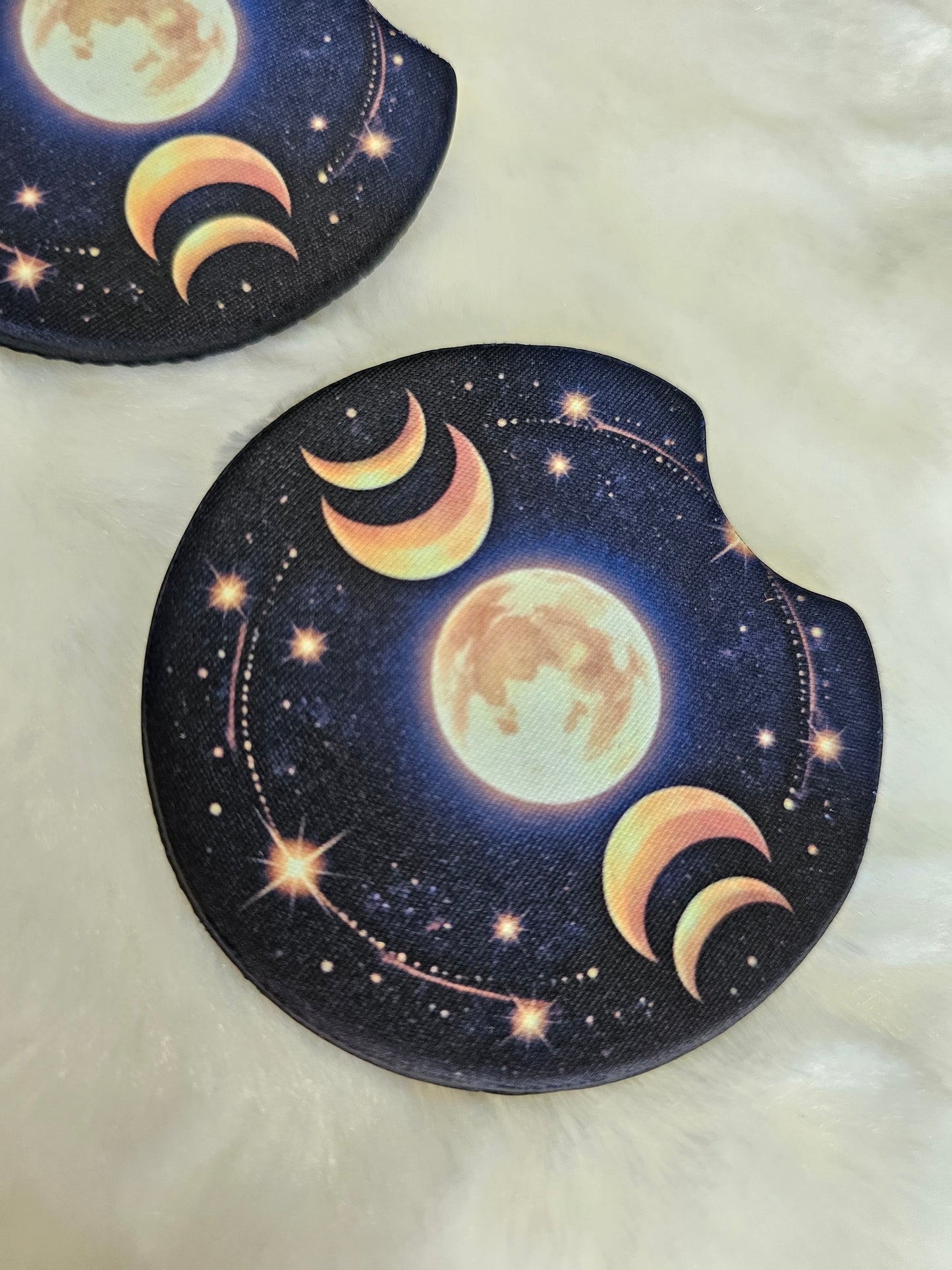 Celestial Moon Cosmic 2 Pack Neoprene Car Coaster Set