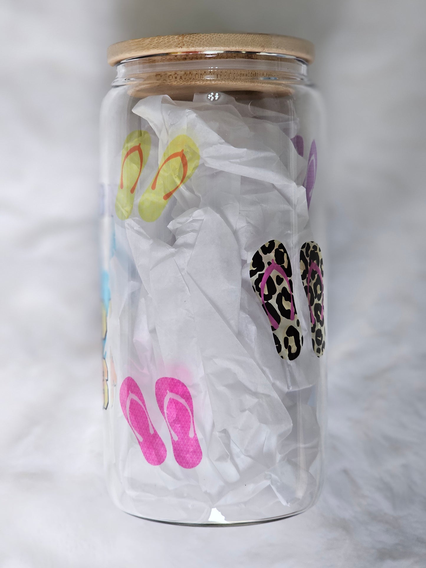 16oz Sublimation Clear Glass Can Life Is Better In Flip Flops - Imperfect