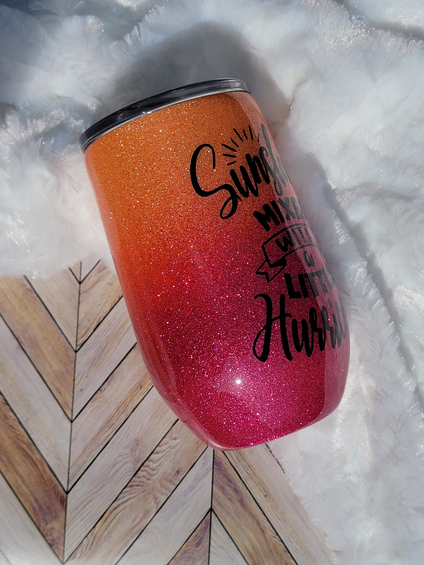 16 oz Sunshine Mixed with Hurricane Epoxy Wine Tumbler