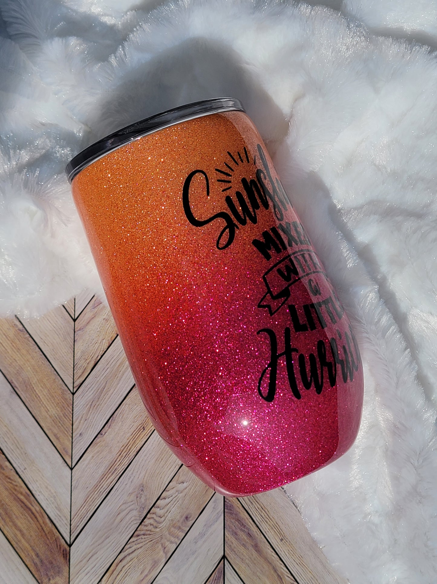 16 oz Sunshine Mixed with Hurricane Epoxy Wine Tumbler