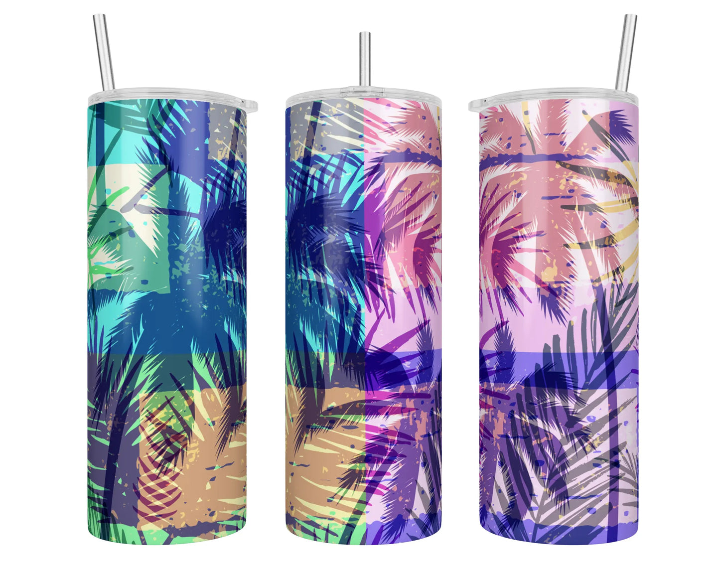 20 oz Tropical Abstract Palm Tree Sublimation Tumbler