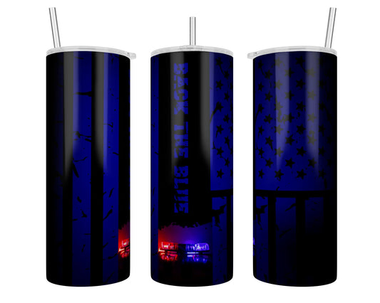 Police Back the Blue American Flag Sublimation Tumbler