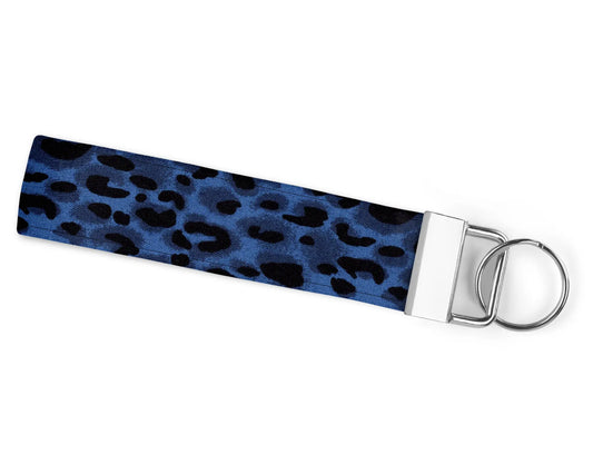 Blue Leopard Wristlet