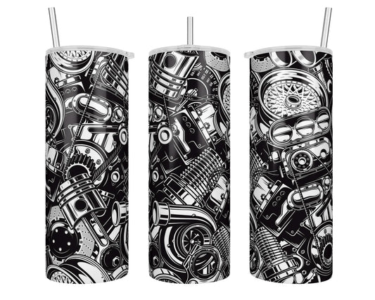 20 oz Car Parts Pattern Sublimation Tumbler