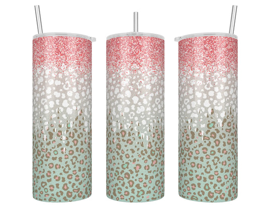 20 oz Skinny Leopard Mint Sublimation Tumbler