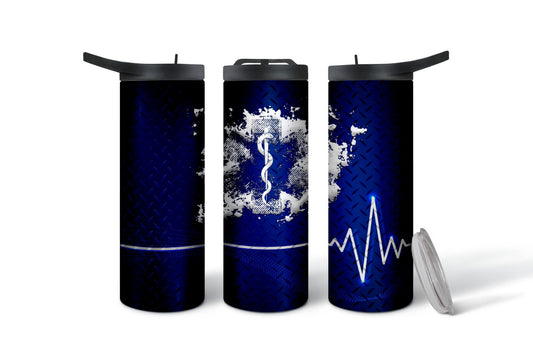 25 oz EMS Star of Life Blue Diamond Plate Sublimation Tumbler - Imperfect