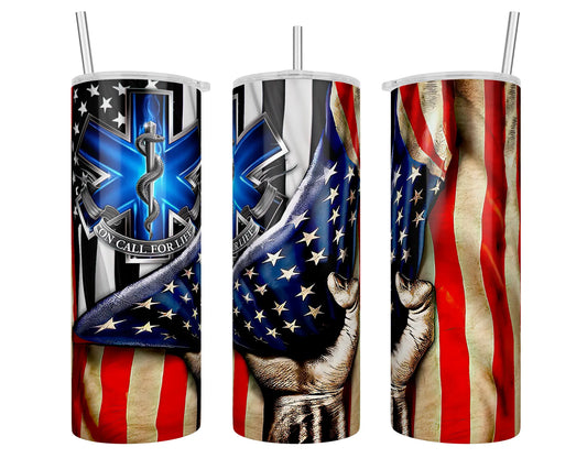EMS Star of Life American Flag Sublimation Tumbler