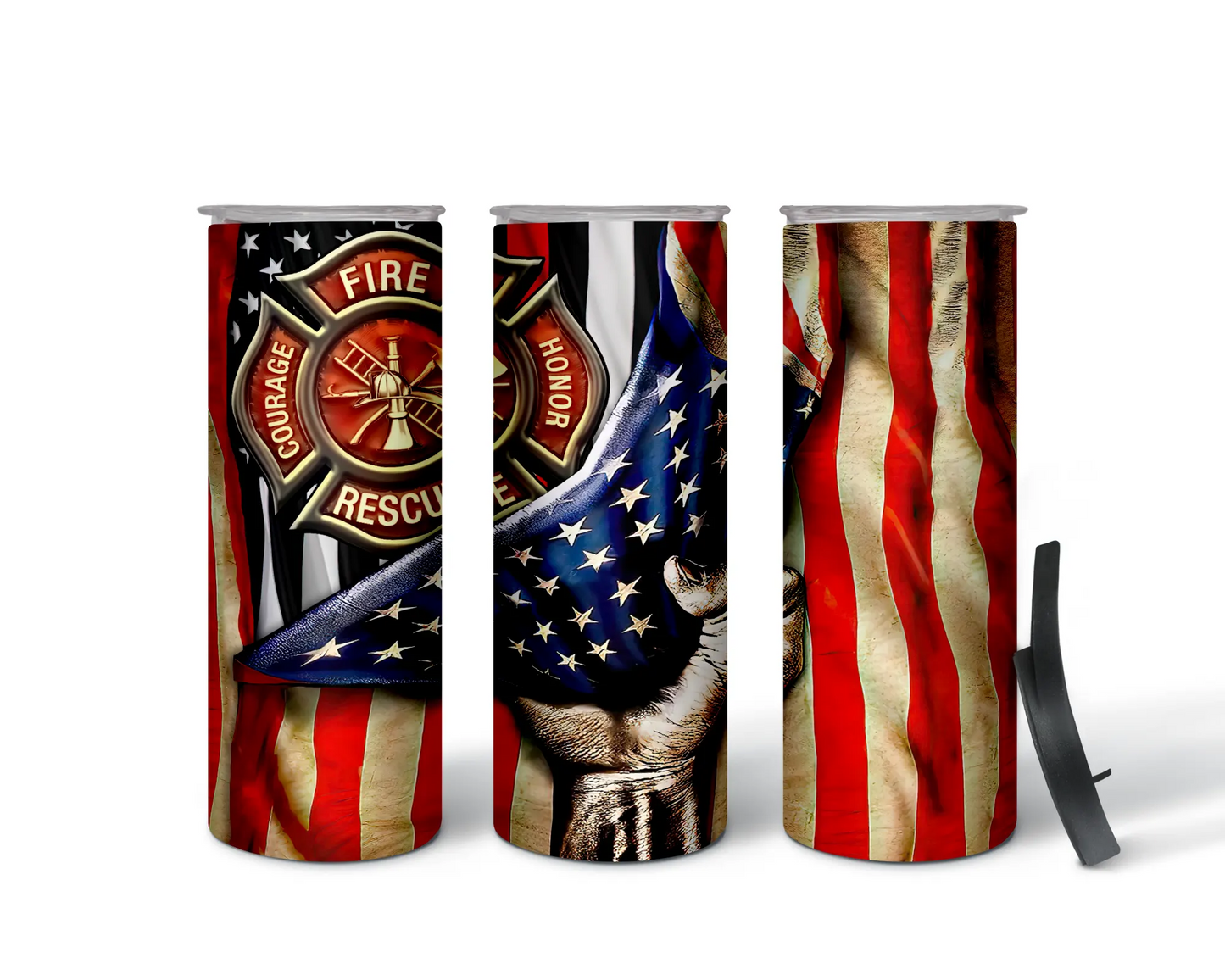 Firefighter Maltese Cross American Flag Sublimation Tumbler