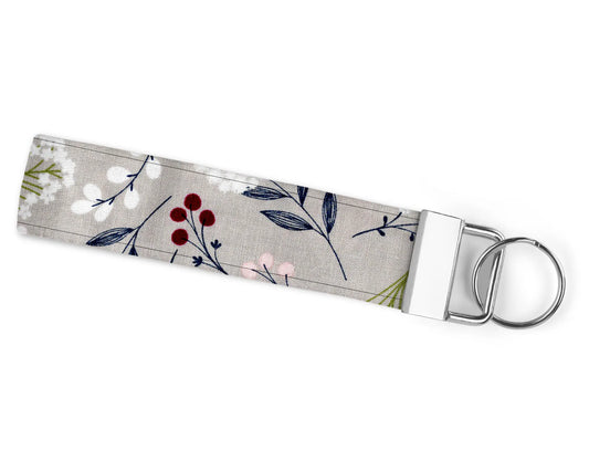 Grey Floral Wristlet