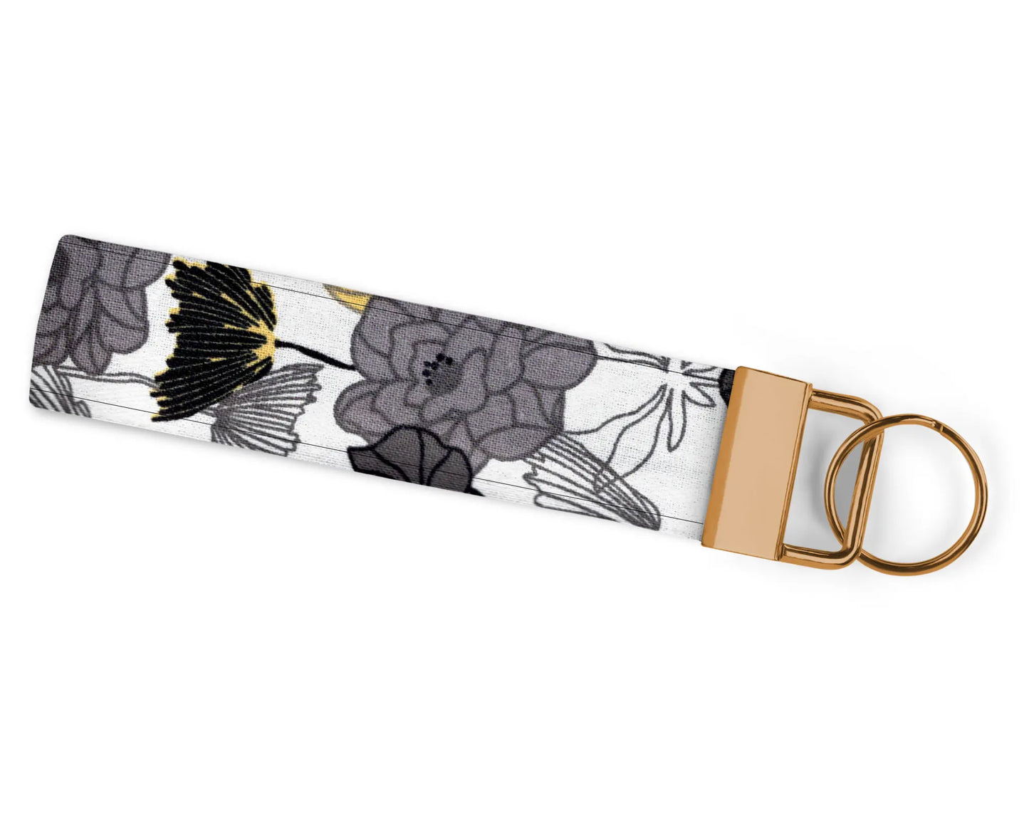 Grey and Pastel Yellow Flower Wristlet