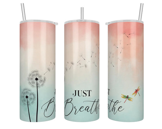 20 oz Holographic Just Breathe Sublimation Tumbler