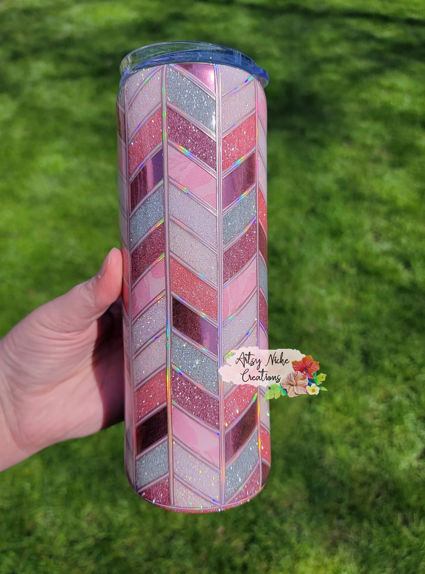 20 oz Pink Tangram Epoxy Tumbler