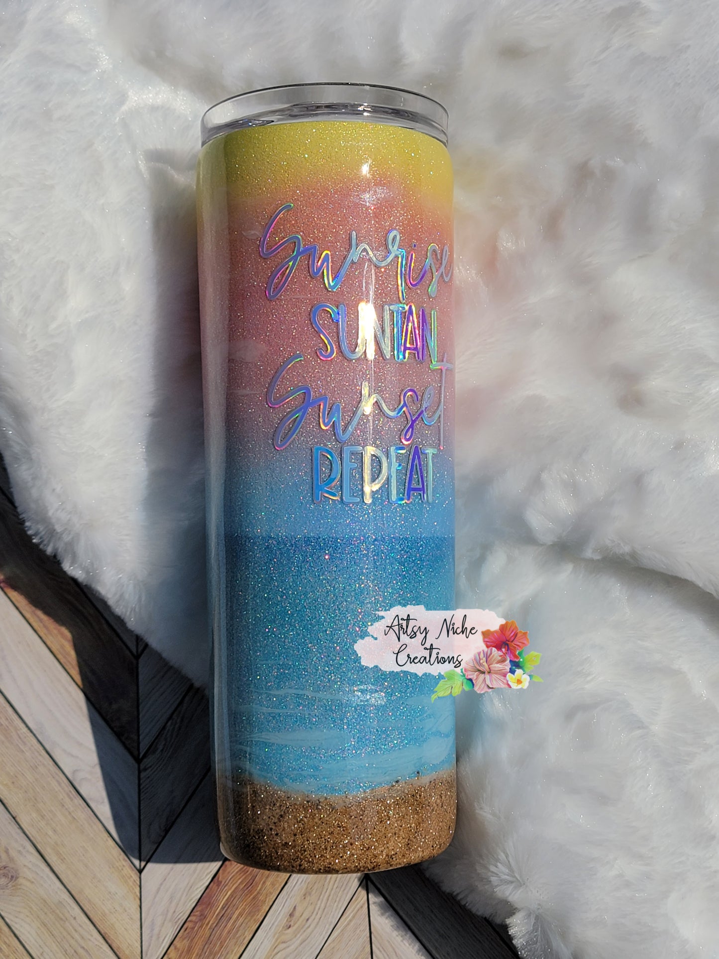 20 oz Tapered Airbrushed Sunrise Sunset Repeat Epoxy Tumbler