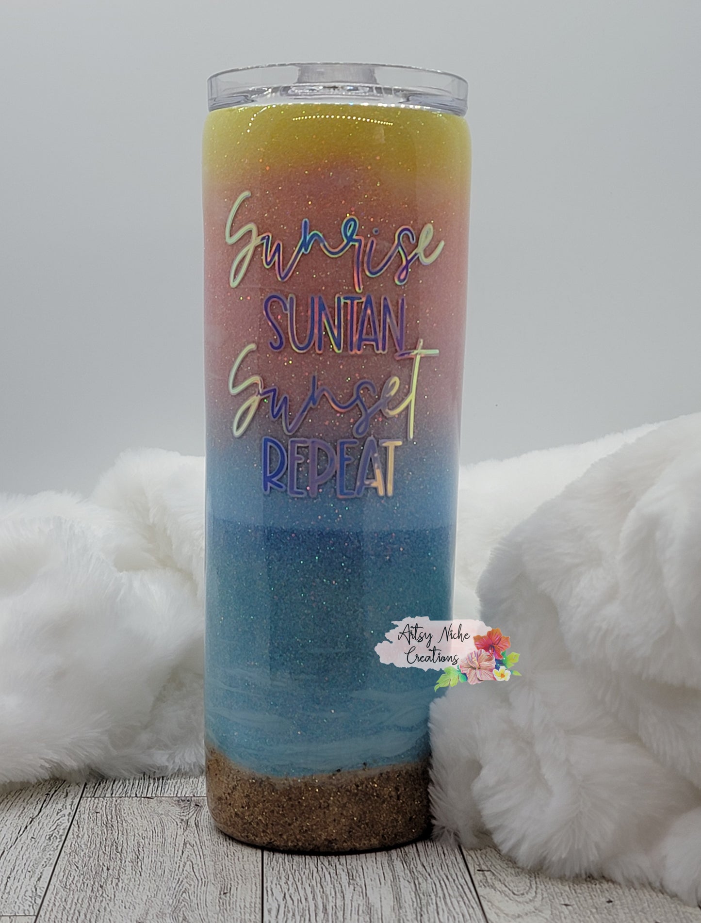 20 oz Tapered Airbrushed Sunrise Sunset Repeat Epoxy Tumbler