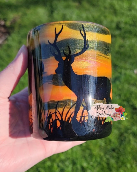 17 oz Sunset Hunting Deer Epoxy Tumbler