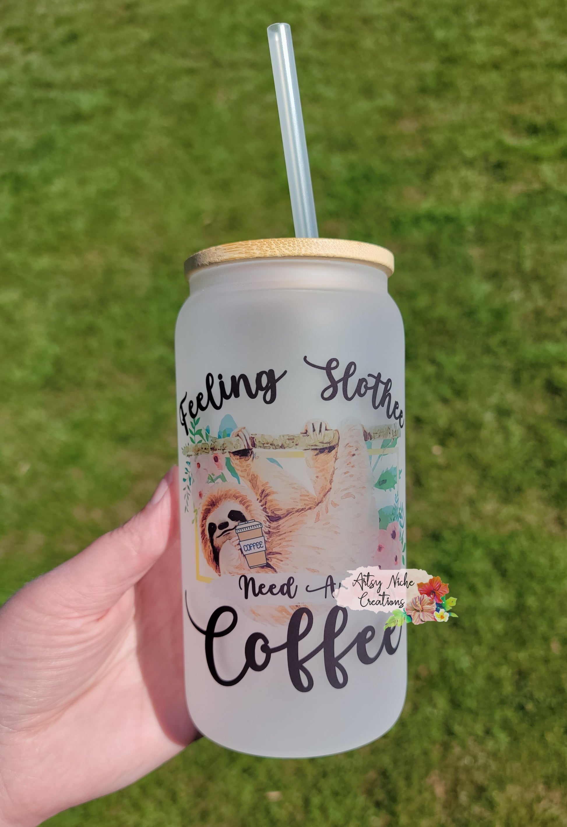 16 oz Sublimation Frosted Glass Can Mama Needs Coffee – Artsy
