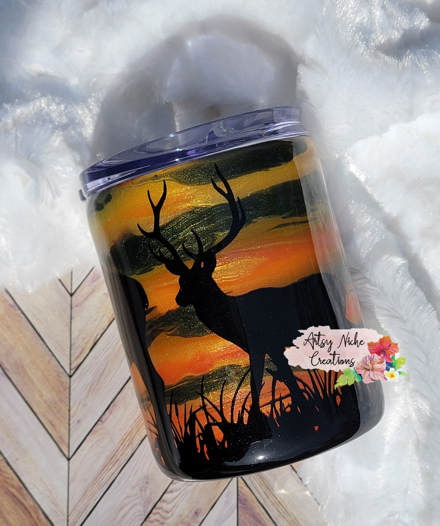 17 oz Sunset Hunting Deer Epoxy Tumbler