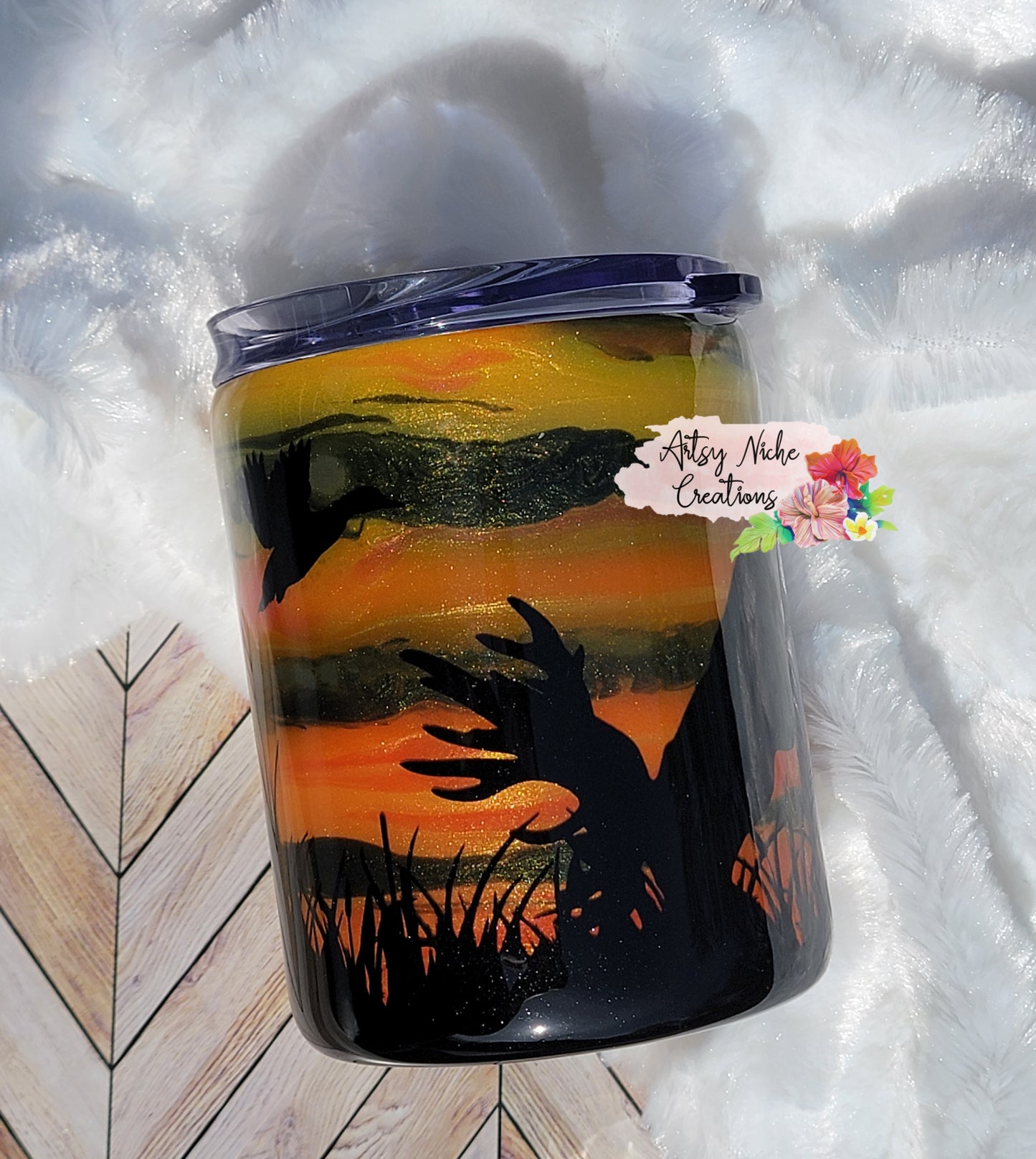 17 oz Sunset Hunting Deer Epoxy Tumbler