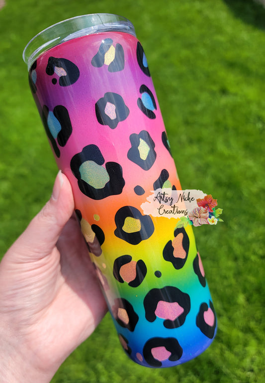 20 oz Double Airbrush Peekaboo Leopard Epoxy Tumbler