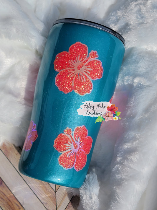 20 oz Modern Curve Hibiscus Peekaboo Epoxy Tumbler