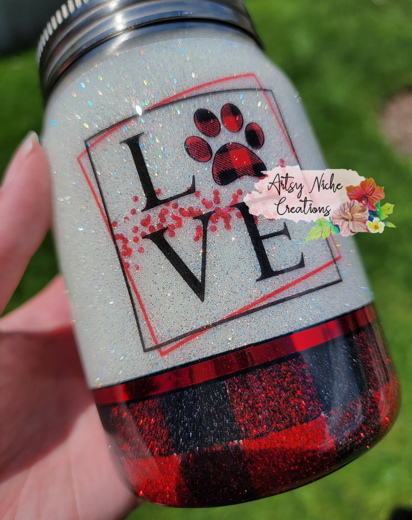 12 oz Love & Boxer Mom Wiggle Butt Club Epoxy Mason Jar Tumbler