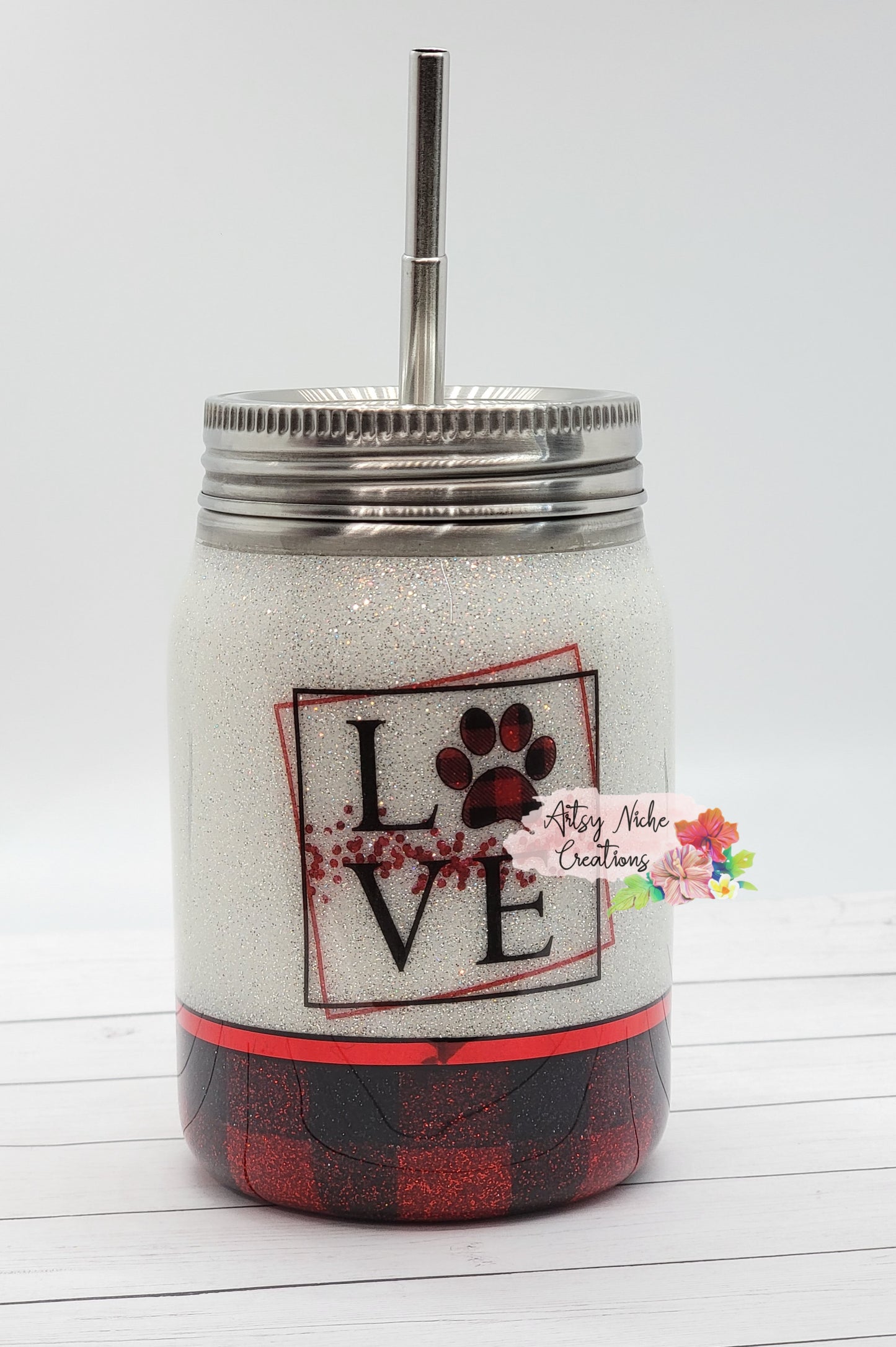 12 oz Love & Boxer Mom Wiggle Butt Club Epoxy Mason Jar Tumbler