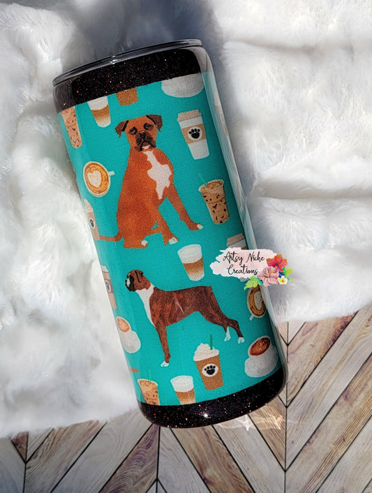 15 oz Boxer Dog Coffee Print Epoxy Tumbler