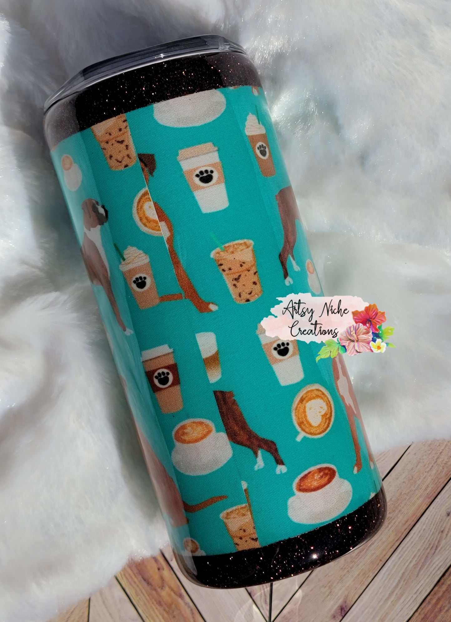 15 oz Boxer Dog Coffee Print Epoxy Tumbler