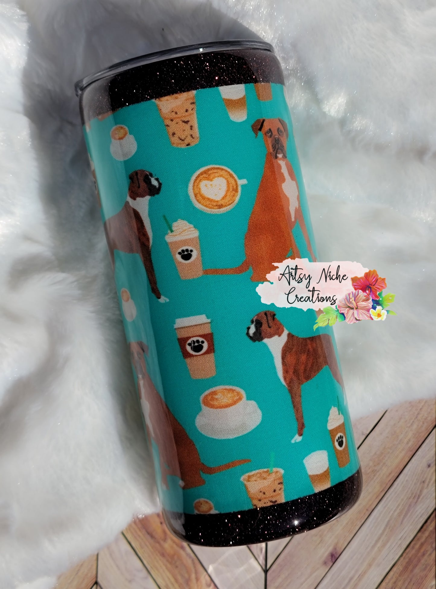 15 oz Boxer Dog Coffee Print Epoxy Tumbler