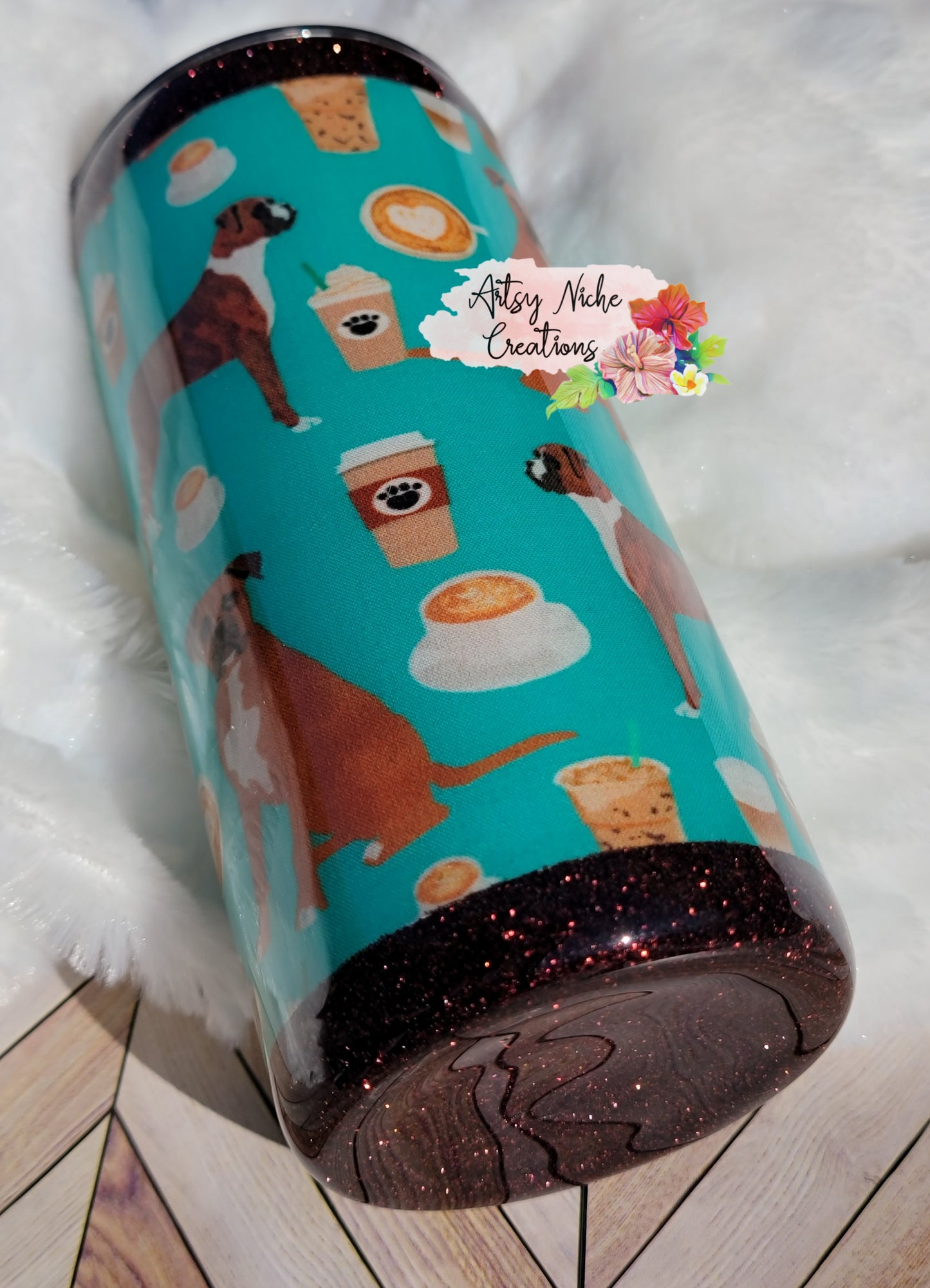 15 oz Boxer Dog Coffee Print Epoxy Tumbler