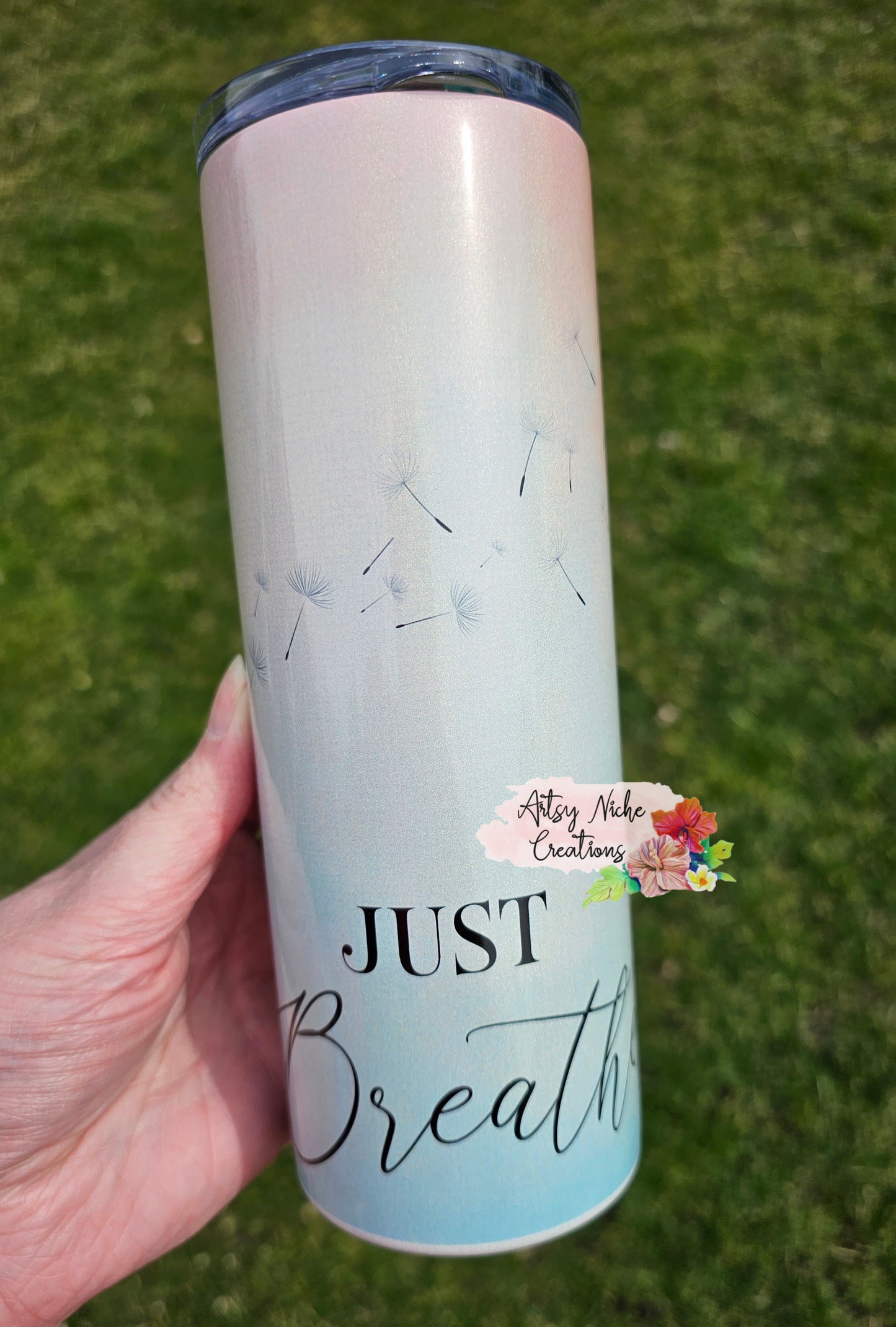 20 oz Holographic Just Breathe Sublimation Tumbler