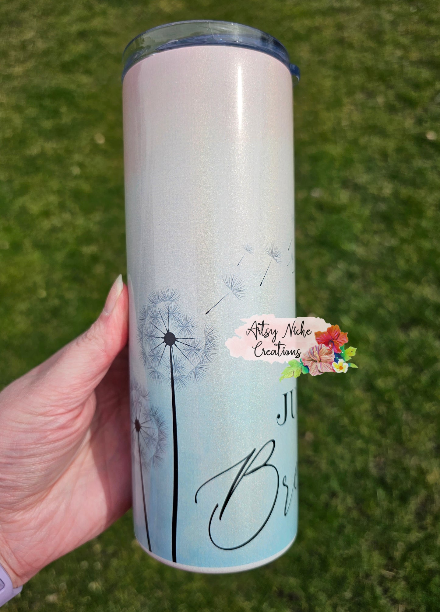 20 oz Holographic Just Breathe Sublimation Tumbler