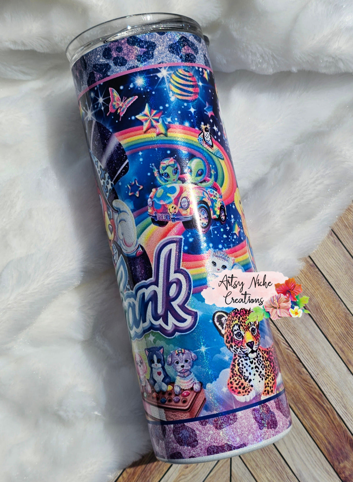 20 oz Holographic Skinny Lisa Frank Sublimation Tumbler