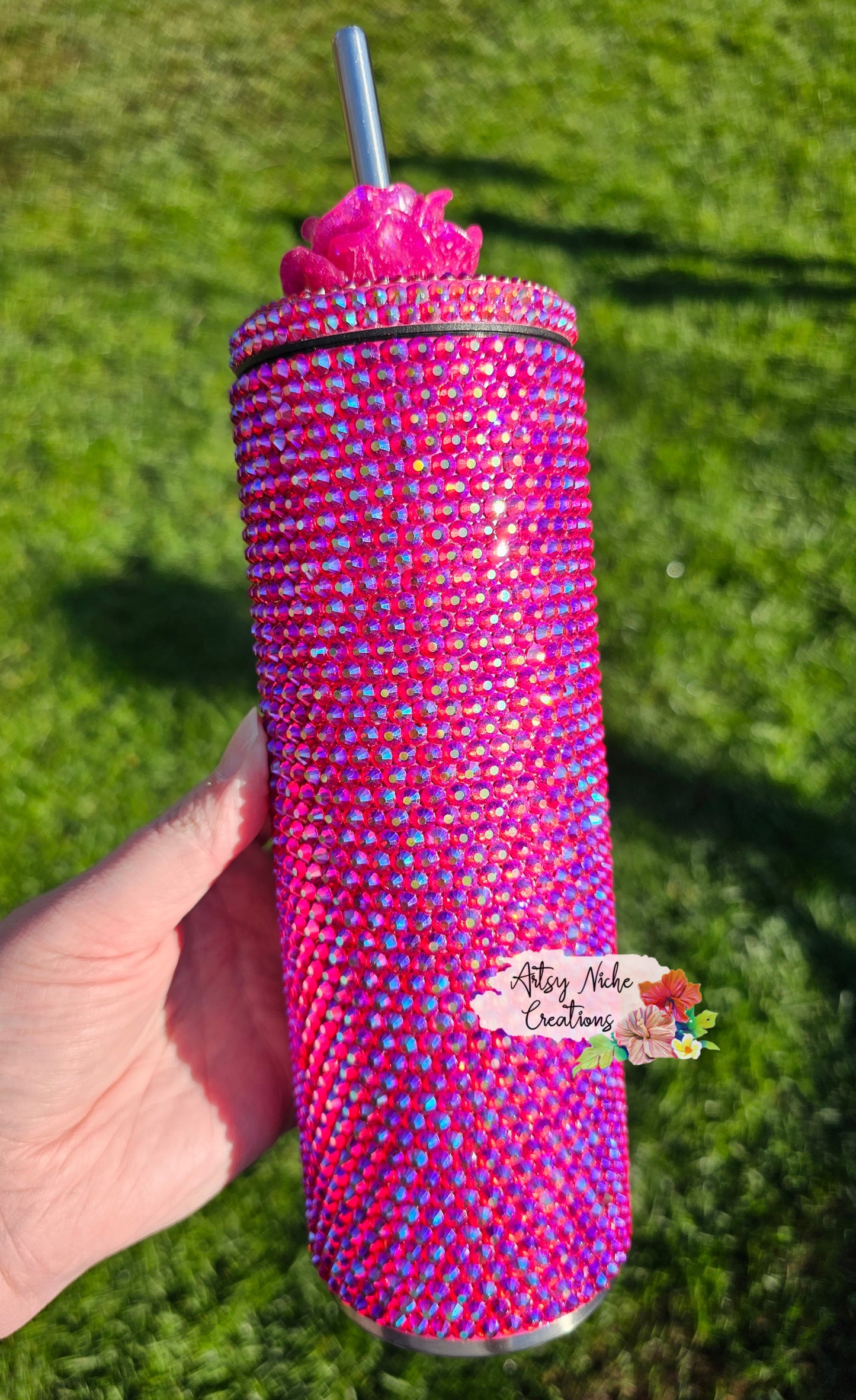 Gold & Pink, Bling Custom Bottle – Redbone's Crafts
