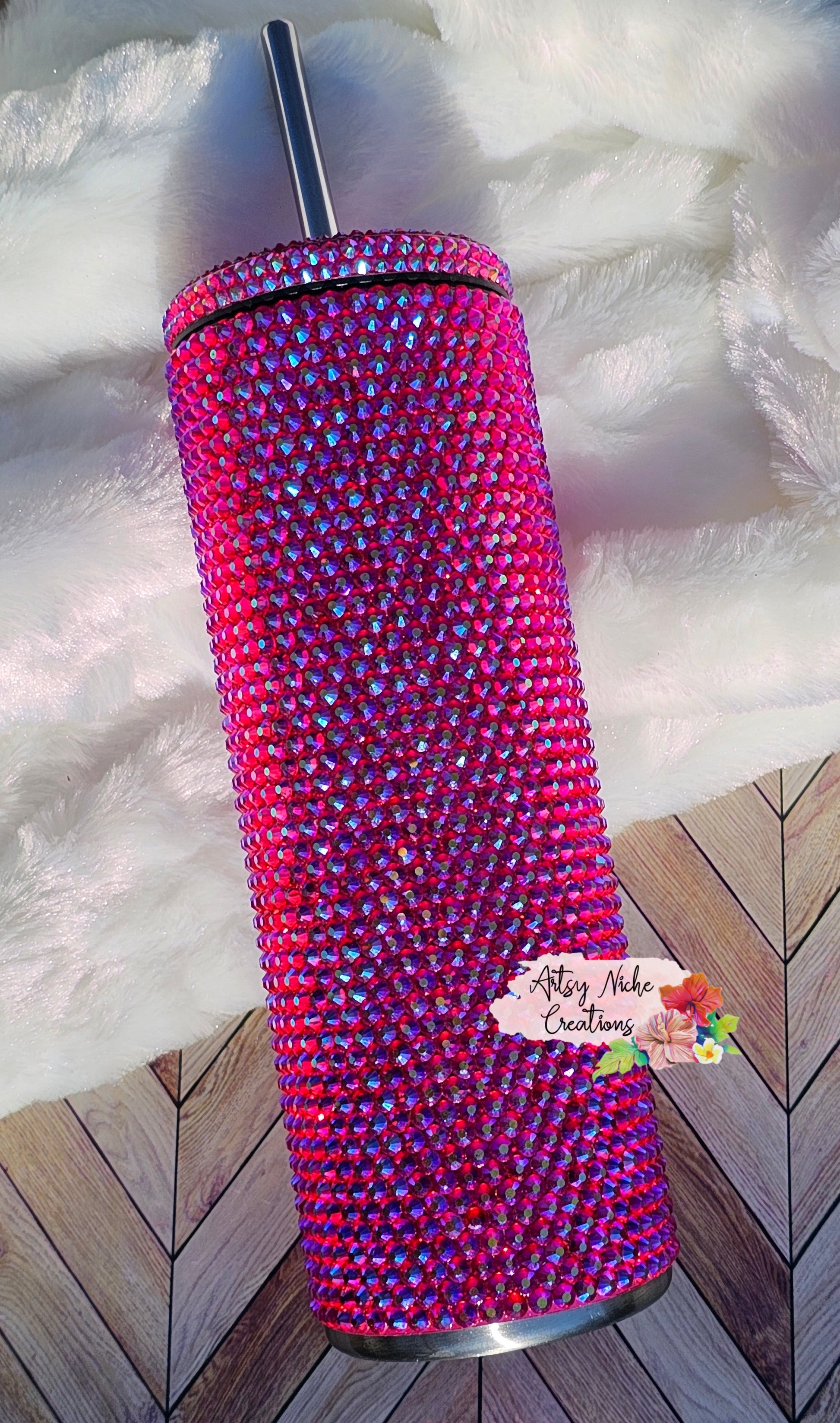 Silver and Neon Pink Tumbler – Lexi's Little Bowtique