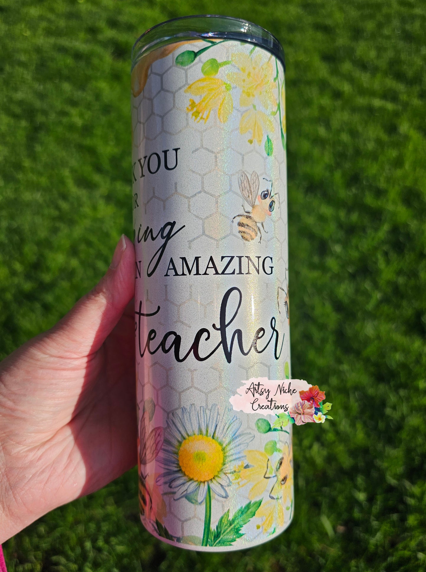 20 oz Holographic Thank You For Beeing An Amazing Teacher Sublimation Tumbler